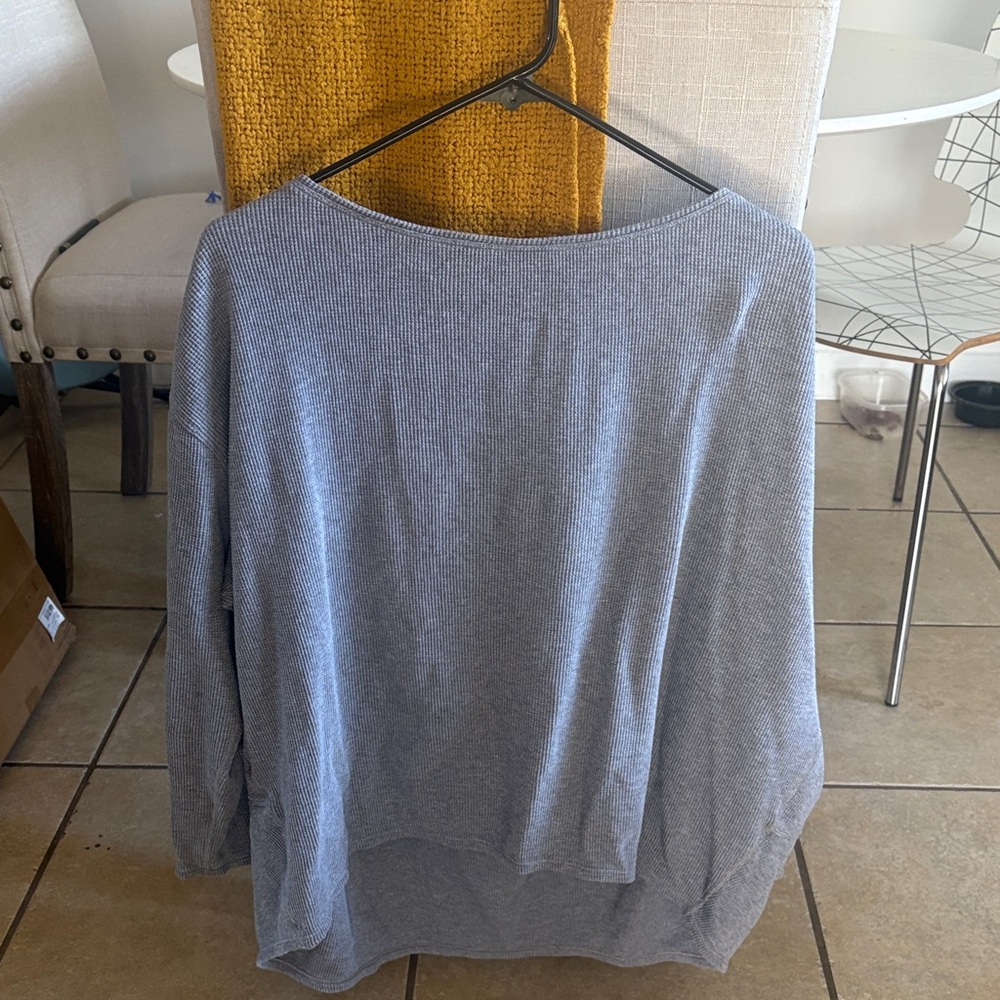 Light Blue Ribbed Knit Pullover Sweater